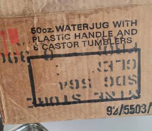 Water Jug with 6 castor tumblers...Pristine Condition in original box