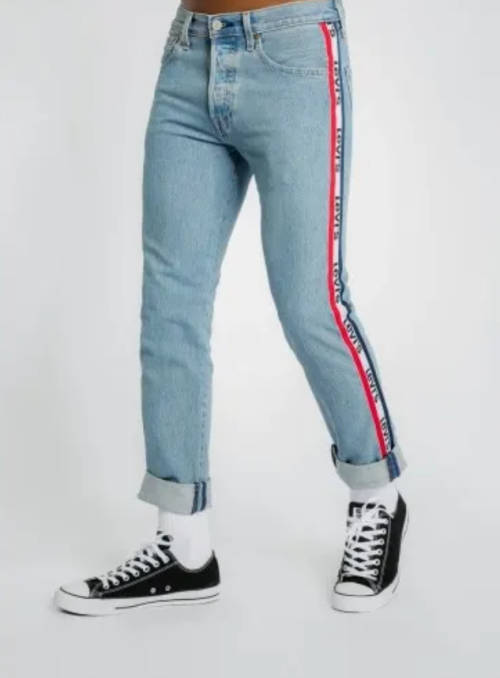 LEVI`S Men`s Jeans 501 PREMIUM Slim Taper Sports Stripe Light Stone 59439-0000