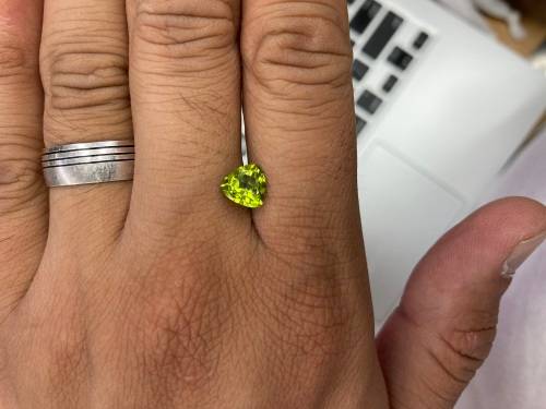 Natural Mined Peridot. Trillion Cut. 7.8mm 1.70cts