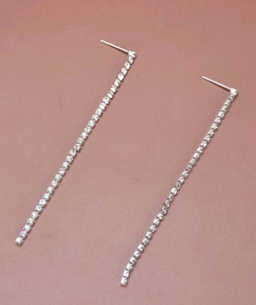 Rhinestone Long Drop Earrings