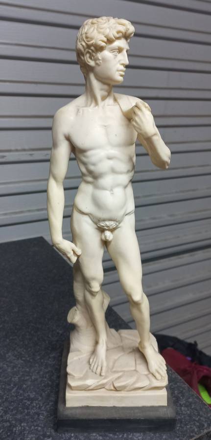 Vintage Santini Italian Bonded Marble Statue of Iconic Michelangelo David 41 cm.