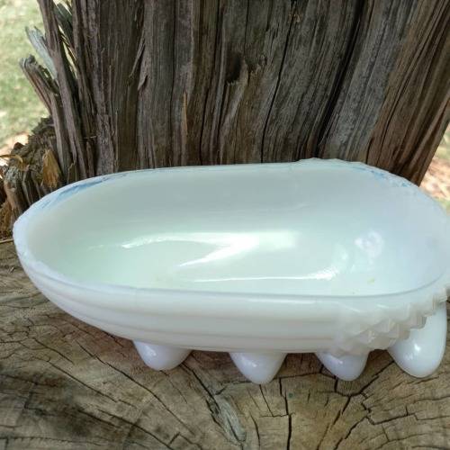Vintage Milk glass Acorn squirrel dish