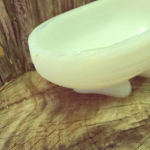 Vintage Milk glass Acorn squirrel dish