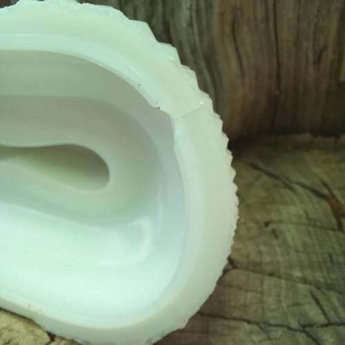 Vintage Milk glass Acorn squirrel dish