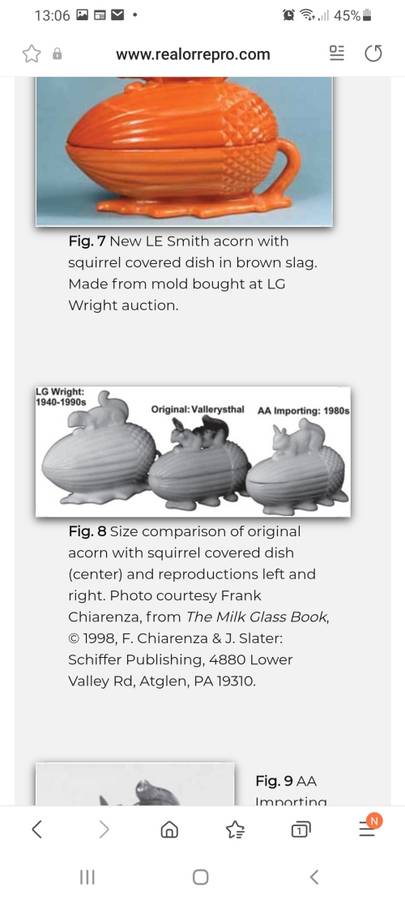 Vintage Milk glass Acorn squirrel dish