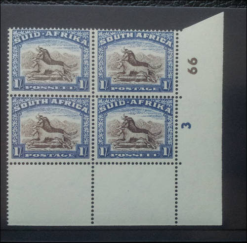 ***REDUCED FROM  R180***1947 - 1954 1 SHILLING UNION OF SOUTH AFRICA MINT CONTROL BLOCK OF 4***