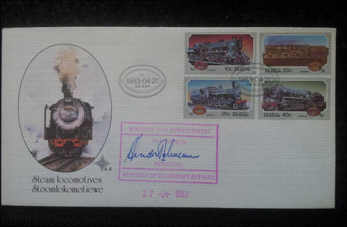 ***REDUCED FROM R110***RSA 1983 FDC No.4.4 SIGNED BY MINISTER OF TRANSPORT AFFAIRS***