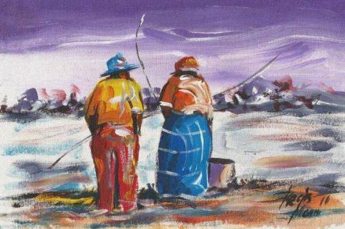 Beautifu acrylic painting by artist Regis Manje titled Sunday afternoon