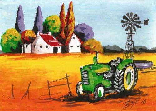 Beautiful acrylic painting by artist Regis Manje titled African sunset II Larger than normal!!!!