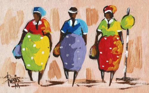 Beautiful original acrylic painting by artist Regis Manje titled Off to work