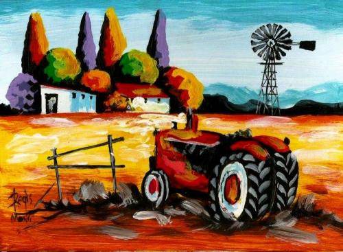 Beautiful acrylic painting by Regis Manje titled Old Farm