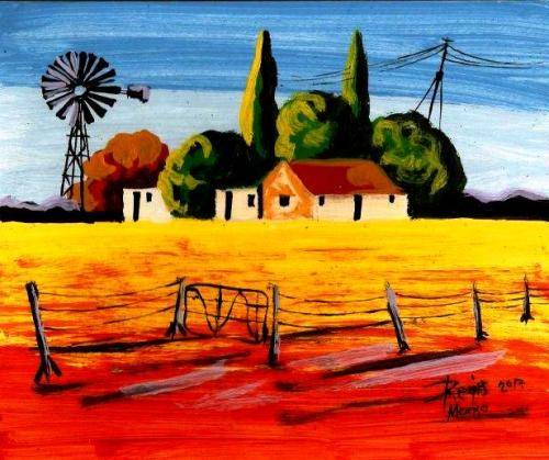 Beautiful painting by Regis Manje titled Oaks Farm