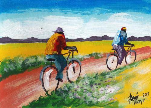 Beautiful acrylic painting by artist Regis Manja titled- Going Home XII