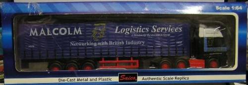 Saico Diecast Model Truck & Trailer "Malcolm Logistics" Volvo Curtainside 1/64 scale new in pack