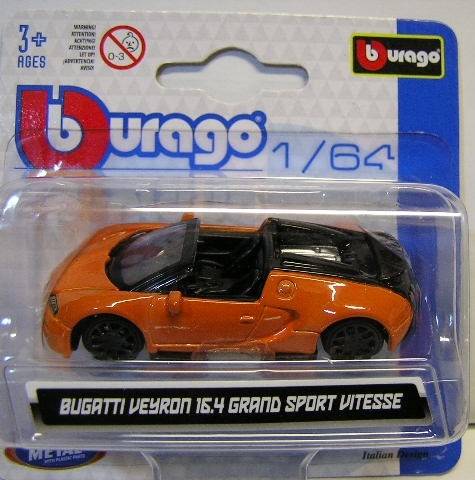 Burago Diecast Model Car Bugatti Veyron 16-4 Grand Sport Vitesse 1/64 scale new in pack