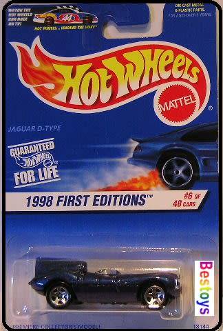 Hotwheels Hot Wheels Diecast Model Car First Ed 1998 No 638 Jaguar D Type No 4 1/64 scale new in pac