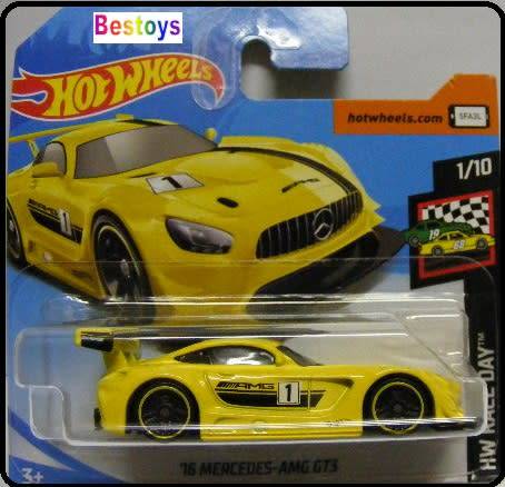Hotwheels Hot Wheels Diecast Model Car 2019 74 / 250 Mercedes Benz AMG GT 3 GT3 2016 No 1 Race Day