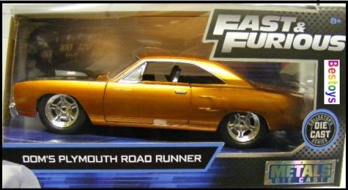 JADA Diecast Model Car Movie Film TV Fast & Furious Plymouth Road Runner Dom 1/24 scale new in pack