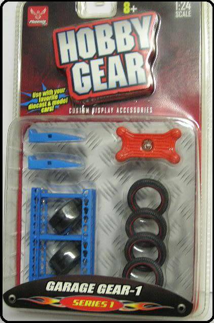 Hobby Gear Display Accessories Diorama Garage Gear 1 tyres tyre rack ramps castor trolley 1/24 scale