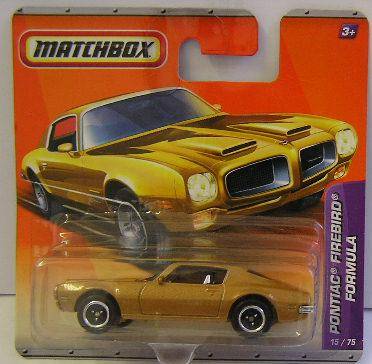 Matchbox Diecast Model Car No 15 / 75 Pontiac Firebird Formula 2010 on card new in pack