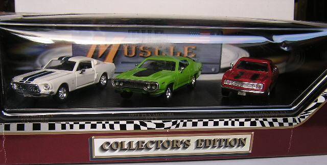 Road Legends Diecast Model Car Set 3 piece Ford Mustang Plymouth GTX Chevy Camaro 1/43 scale new