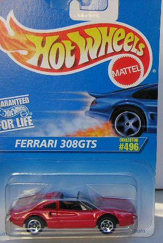 Hotwheels Hot Wheels Diecast Model Car 1995 496 Ferrari 308 GTS 1/64 scale new in pack