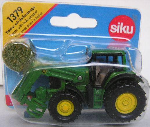 SIKU Diecast Model 1379 John Deere Tractor with Bale Gripper Farm Agricultural 1/55 scale new in pac