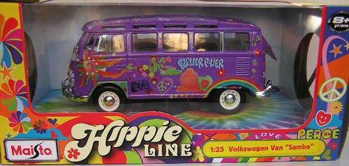 Maisto Diecast Model Car 32301 VW Volkswagen Kombi Samba Bus Hippie "Flower Power" 1/24 scale new