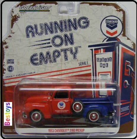 Greenlight Diecast Model Car Running on Empty Chevy Chevrolet 3100 Pickup 1953  "Standard" 1/43 scal