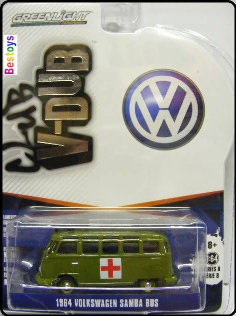 Greenlight Diecast Model Car VDub VW Volkswagen Kombi Samba Bus 1964 Red Cross 1/64 scale new in pac