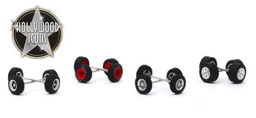 Greenlight Model Car Wheel Set Hollywood Icons rubber tyres real riders accessories diorama 1/64 sca