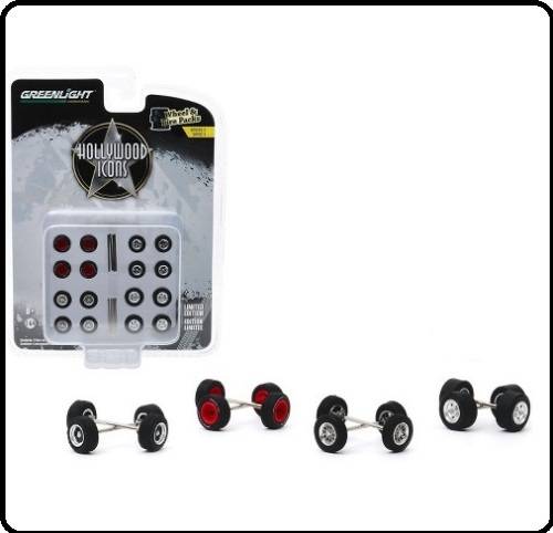 Greenlight Model Car Wheel Set Hollywood Icons rubber tyres real riders accessories diorama 1/64 sca
