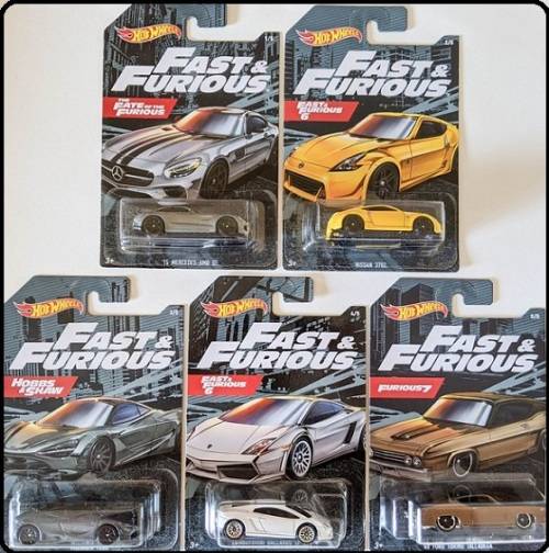 Hotwheels Hot Wheels Diecast Model Car Set 5 pce Fast & Furious Movie TV Mercedes Nissan McLaren For
