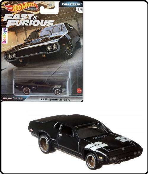 Hot Wheels Hotwheels Diecast Model Car Set Fast & Furious Movie Film TV Plymouth GTX 1971 1/64 scale
