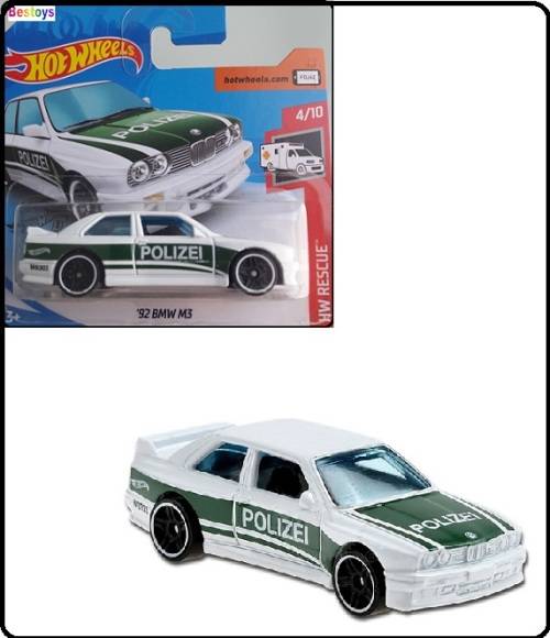 Hotwheels Hot Wheels Diecast Model Car 2020 207 / 250 BMW M 3 M3 1992 Police "Polizei" Rescue 1/64 s
