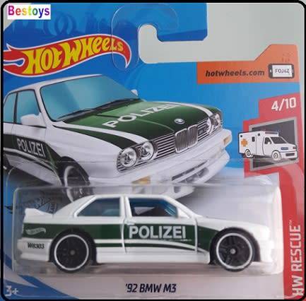 Hotwheels Hot Wheels Diecast Model Car 2020 207 / 250 BMW M 3 M3 1992 Police "Polizei" Rescue 1/64 s