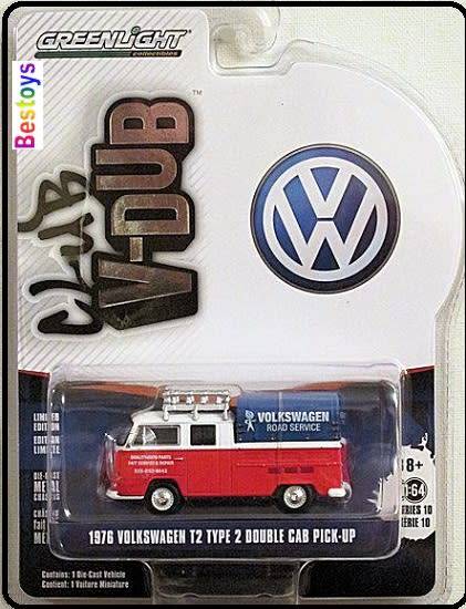 Greenlight Diecast Model Car VDub Series VW Volkswagen Kombi T 2 T2 Double Cab Pickup 1976 + Canopy