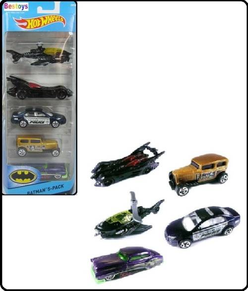 Hotwheels Hot Wheels Diecast Model Car 2016 5 pk Batman Set Batcopter Batmobile Ford Joker Gotham Ci