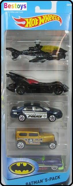 Hotwheels Hot Wheels Diecast Model Car 2016 5 pk Batman Set Batcopter Batmobile Ford Joker Gotham Ci