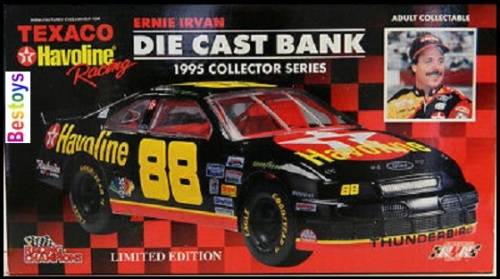 Racing Champions Diecast Model Car Coin Bank Ford Thunderbird 1995 Nascar Ernie Irvan No 88 1/24 sca