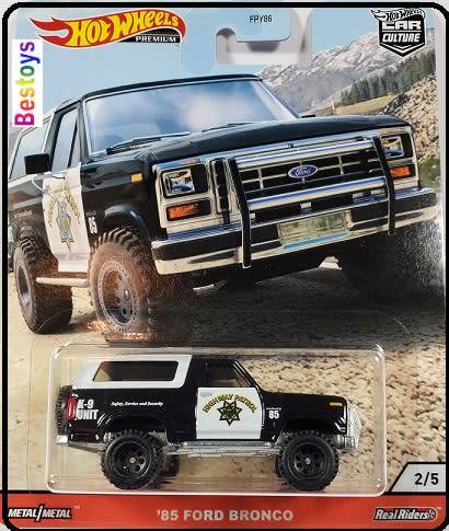 Hotwheels Hot Wheels Diecast Model Car Culture Wild Terrain Ford Bronco 1985 K-9 K9 Unit  Police Hig