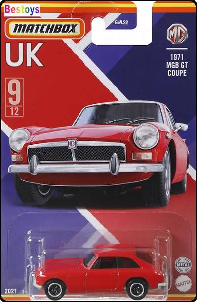 Matchbox Diecast Model Car UK series MGB GT Coupe 1971 1/64 scale new in pack