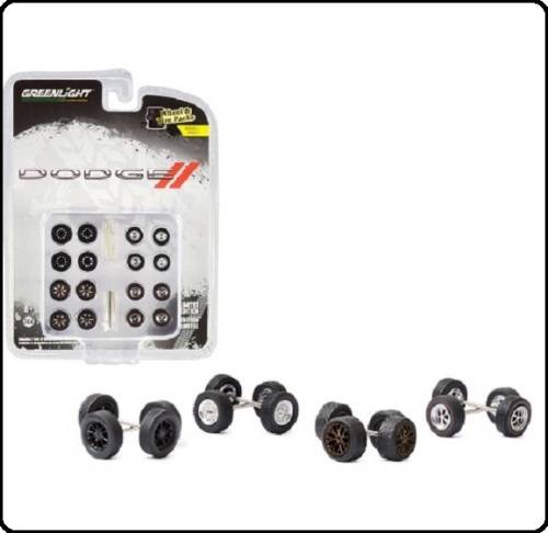 Greenlight Model Car Wheel Set Dodge rubber tyres real riders accessories diorama 1/64 scale new