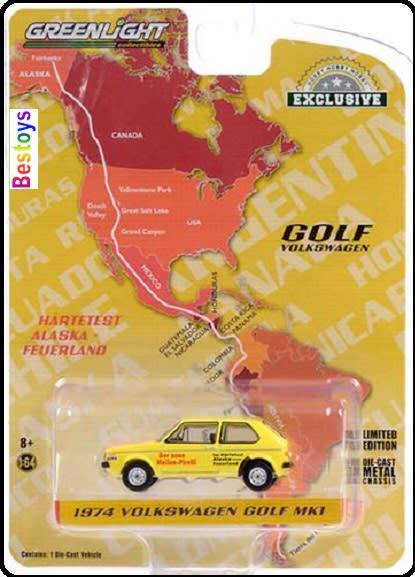 Greenlight Diecast Model Car Exclusive VW Volkswagen Golf Mk 1 Mk 1 1974 Road Trip 1/64 scale new