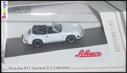 Schuco Diecast Model Car 26598 Porsche 911 Carrera 3.2 Cabriolet 1/87 HO railway scale new in pack