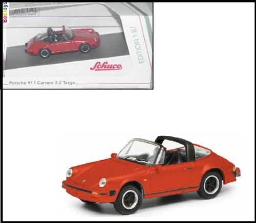 Schuco Diecast Model Car 26564 Porsche 911 Carrera 3.2 Targa 1/87 HO railway scale new in pack
