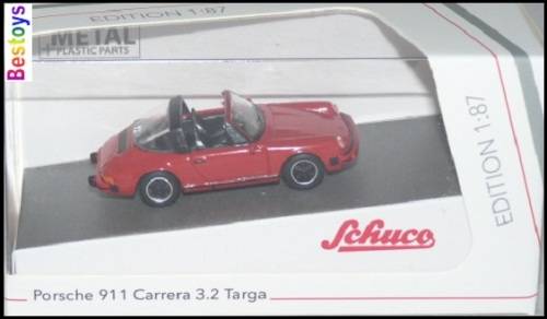 Schuco Diecast Model Car 26564 Porsche 911 Carrera 3.2 Targa 1/87 HO railway scale new in pack