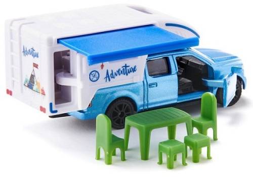 SIKU Diecast Model Car 1693 Ford F 150 F150 Pickup Camper with table and chairs 1/64 scale new