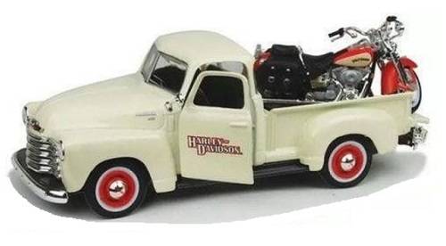 Maisto Diecast Model Car + Motorbike 32161 Chevy Chevrolet 3100 Pickup 1950 + Harley Davidson Herita