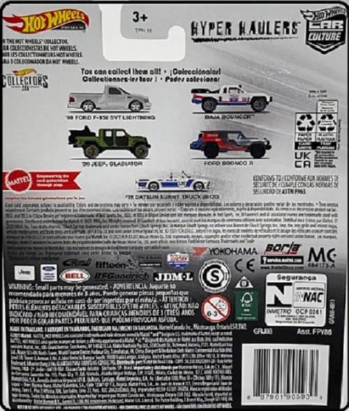 Hotwheels Hot Wheels Diecast Model Car Culture Hyper Haulers Set Ford Datsun Jeep Baja 1/64 scale